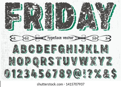Typeface handcrafted handwritten vector label design old style.Shadow Effect.vintage Hand Drawn.Retro