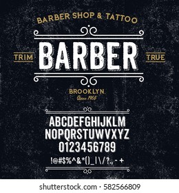 Typeface. Label. Barber Shop & Tattoo Labels And Different Type Designs