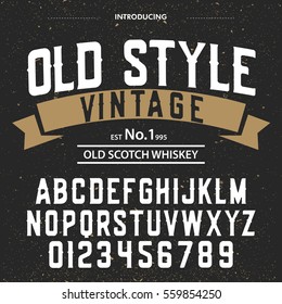 Typeface. Label. Old Style typeface, labels and different type designs