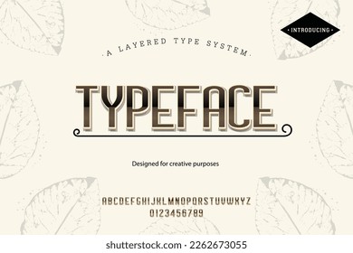 Typeface. For labels and different type designs