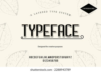 Typeface. For labels and different type designs