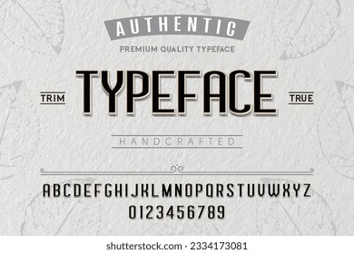 Typeface. For labels and different type designs