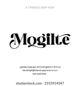 A typeface serif font. Modern font.Vectorial text. Typographic logo