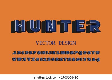 typeface vector, alphabet design, letters and numbers and orange style