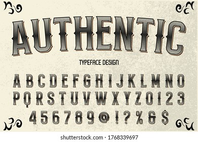 Typeface vector, classic lettering, white style, alphabet design, vintage vector font