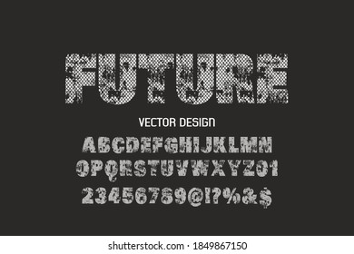 typeface vector design, alphabet font, gray and white  style name future
