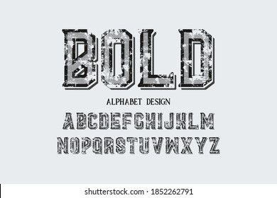 diseño vectorial de tipo, tipo de letra alfabético, estilo gris y blanco