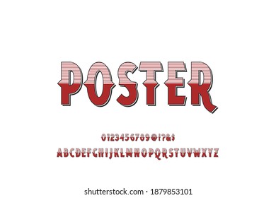 typeface vector design, alphabet font, red style