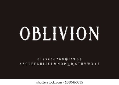 typeface vector design, alphabet font, dark and white style