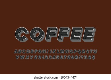 typeface vector design, alphabet font, brown and black style