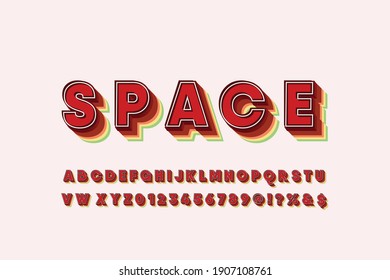 typeface vector design, alphabet font, red and yellow style