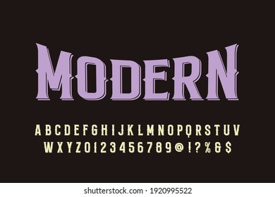 typeface vector design, alphabet font, violet and brown style