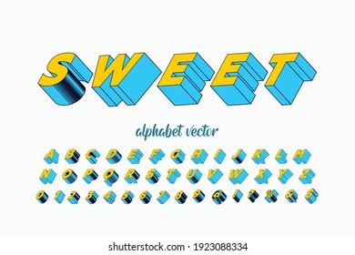 diseño vectorial de tipo de letra, fuente alfabética, vector de estilo amarillo y azul