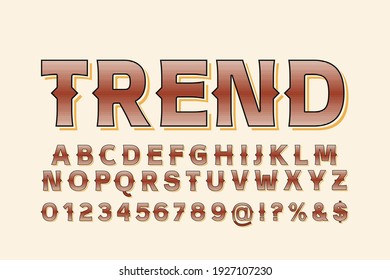 typeface vector design, alphabet font, brown style