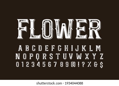 typeface vector design, alphabet font, brown and white style