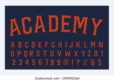typeface vector design, alphabet font, blue and orange style