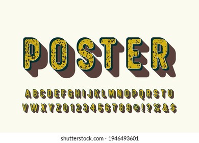 typeface vector design, classic lettering, alphabet font, yellow ang orange style background