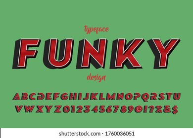 typeface vector, green and red  style background, retro font, alphabet design