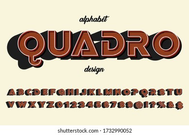typeface vector, retro font, alphabet design, gray and orange style background