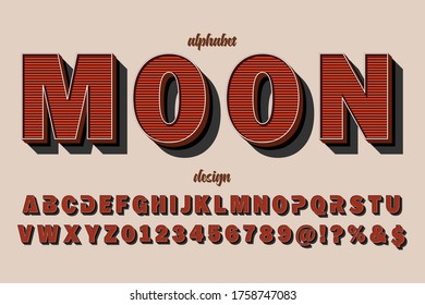 typeface vector, retro font, alphabet design, orange  style background
