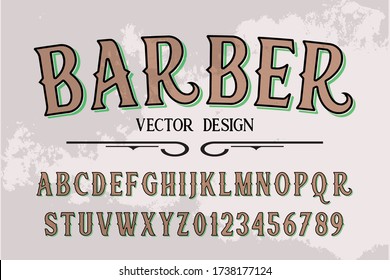 vectoriel de la police de caractères, police vintage, conception de l'alphabet, conception de l'étiquette de style d'arrière-plan de grunage, barbre de nom de l'arrière-plan de style noir et gris