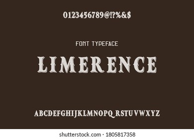 typeface vector , vintage font, brown and white background, letters and numbers