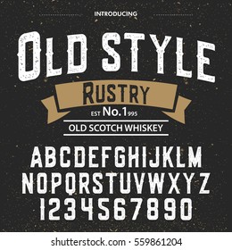 Typeface.Label. Tipo de goma de estilo antiguo, etiquetas y diferentes tipos de diseño