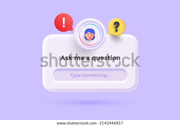 Typeform or frequently\
asked question concept. Online communication, getting help\
information, asking and answering questions. Online Support center.\
3d vector\
illustration.