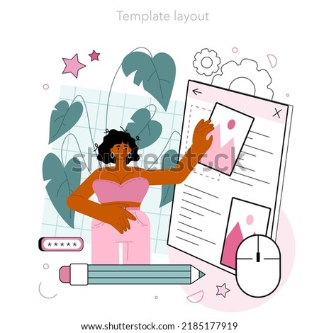 Typersetter concept. Website constructing. Process of creating website, coding, programming, constructing interface and creating content. Flat vector illustration