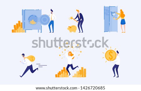 Types Accumulation and Storage Money. From Poverty to Wealth. Achive Goal. Vector Illustration. Way to Victory. Earn Money. Financial Stability. Cash Savings. Save Money. Bank Money System.