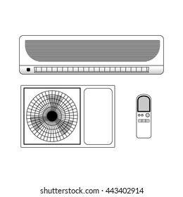 Types of air conditioners icons set vector stock. Conditioners black icons on white background isolated.