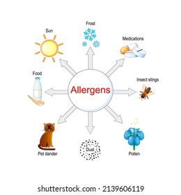 Types of allergens. Vector illustration