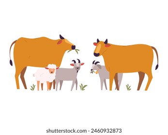 Types of Animal for Qurban Islamic Feast of Eid Al Adha Mubarak Illustration