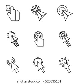 Types of arrows icons set. Outline illustration of 9 types of arrows vector icons for web
