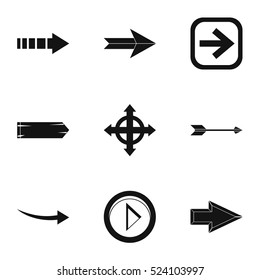 Types of arrows icons set. Simple illustration of 9 types of arrows vector icons for web