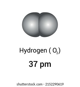 types of atomic radius of a chemical element. Atomic radius of hydrogen.Vector illustration isolated on white background