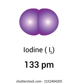 types of atomic radius of a chemical element. Atomic radius of iodine.Vector illustration isolated on white background