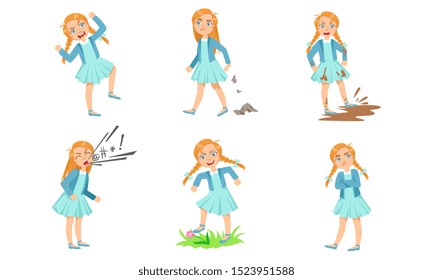 Types of bad behavior girls. Vector illustration.