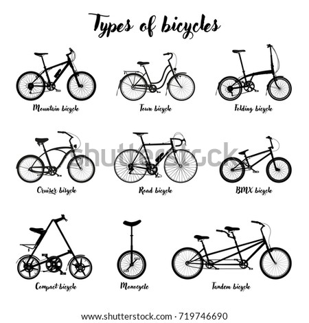 Types Bicycle Silhouette Stock Vector (Royalty Free) 719746690 ...