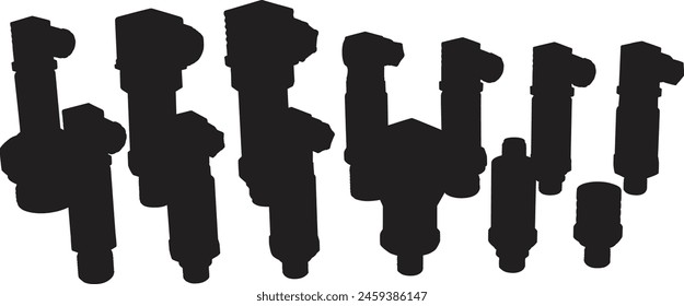 Types of Bolts silhouette for Vector Illustration. icon, vector, 