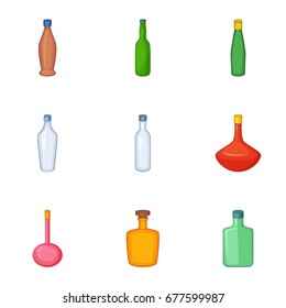 Types of bottle icons set. Cartoon set of 9 types of bottle vector icons for web isolated on white background
