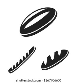 Types of bread black icons in set collection for design. Bakery products vector symbol stock web illustration.