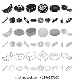 Types of bread cartoon icons in set collection for design. Bakery products vector symbol stock web illustration.