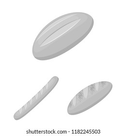 Types of bread monochrome icons in set collection for design. Bakery products vector symbol stock web illustration.