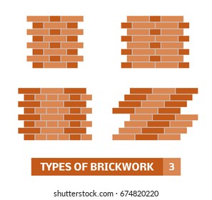 Types of brickwork. Vector set of brick course patterns