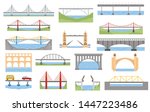 Types of bridges set. Color graphic design, infographic elements. Vector illustration