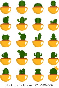 Types of cacti, illustration, vector on a white background.
