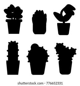 Types of cactus and flowers icon set. Simple style vector icons for web isolated on white background EPS