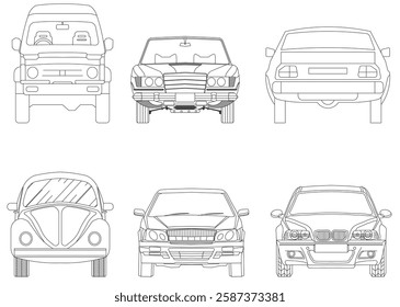 Types of cars front and back view
