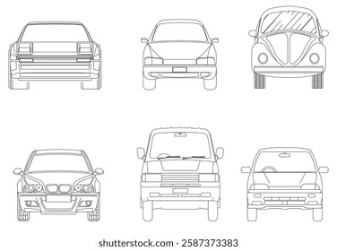 Types of cars front and back view
